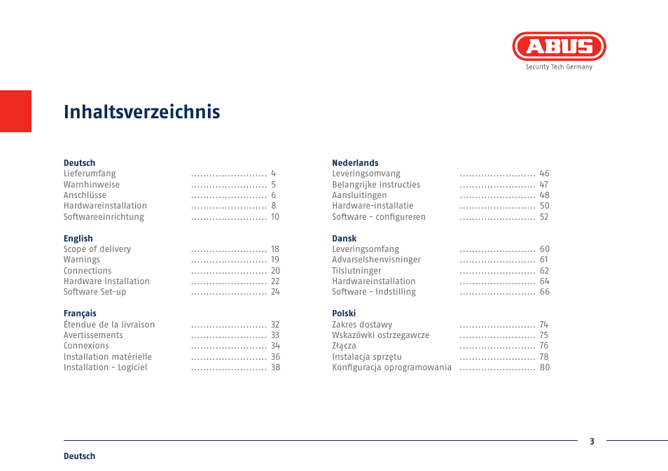 ABUS TVVR41210 Quick operating instructions User Manual | Page 3 / 87