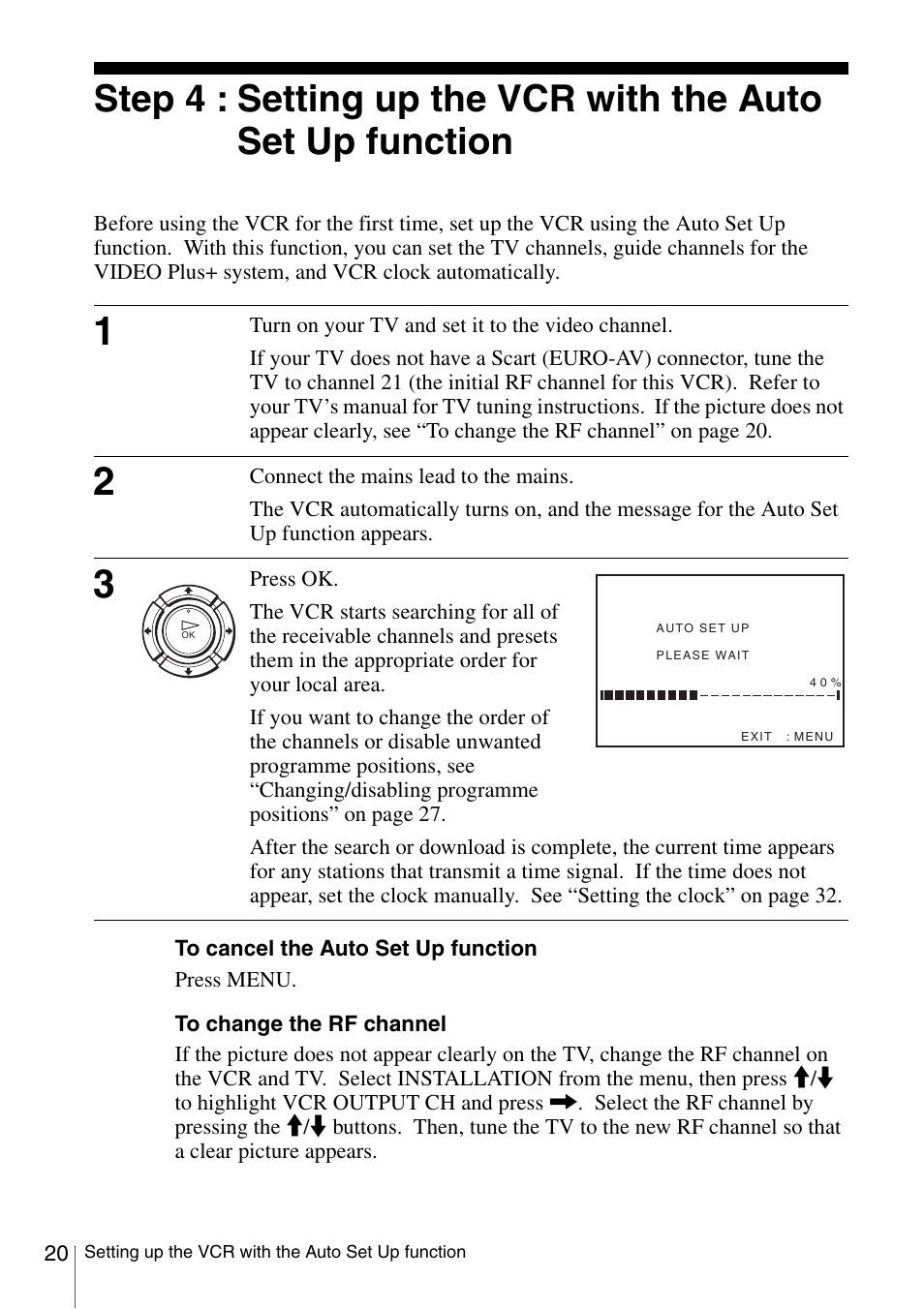 20 st | Sony SLV-SE230G User Manual | Page 20 / 76