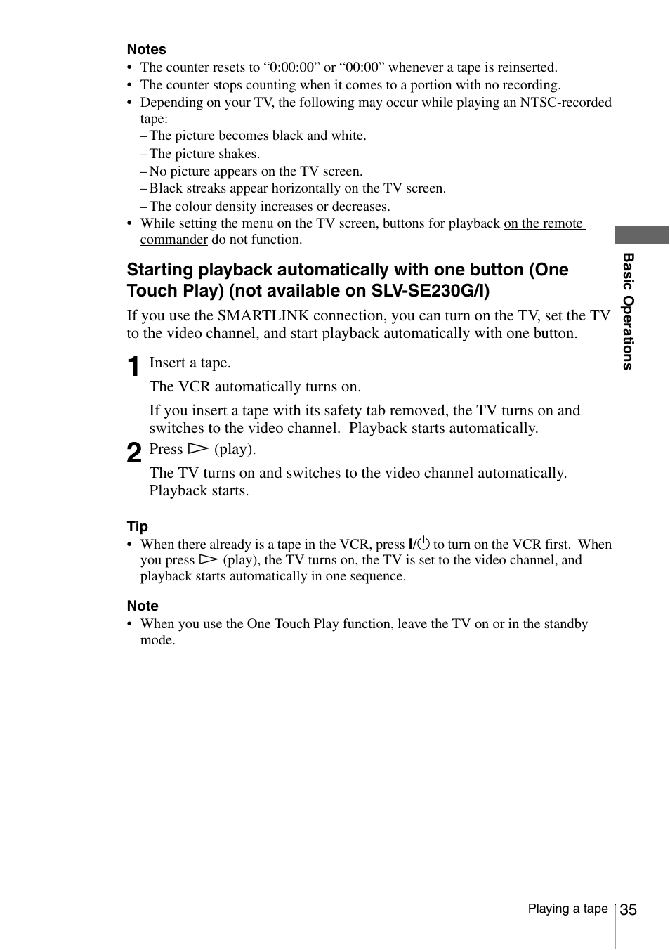 Sony SLV-SE230G User Manual | Page 35 / 76