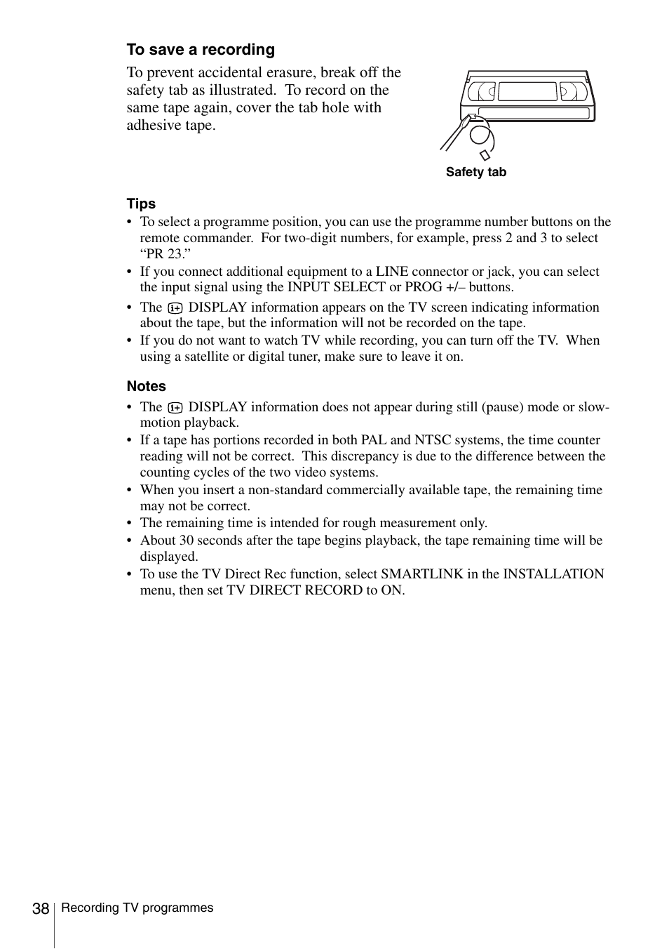 Sony SLV-SE230G User Manual | Page 38 / 76
