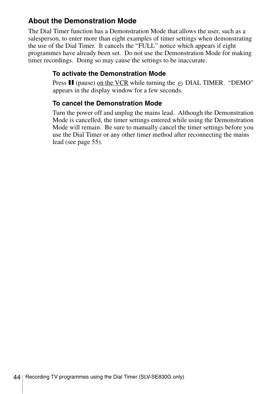 Sony SLV-SE230G User Manual | Page 44 / 76