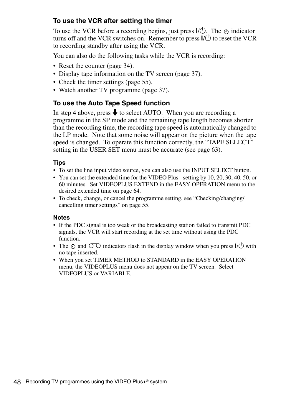 Sony SLV-SE230G User Manual | Page 48 / 76