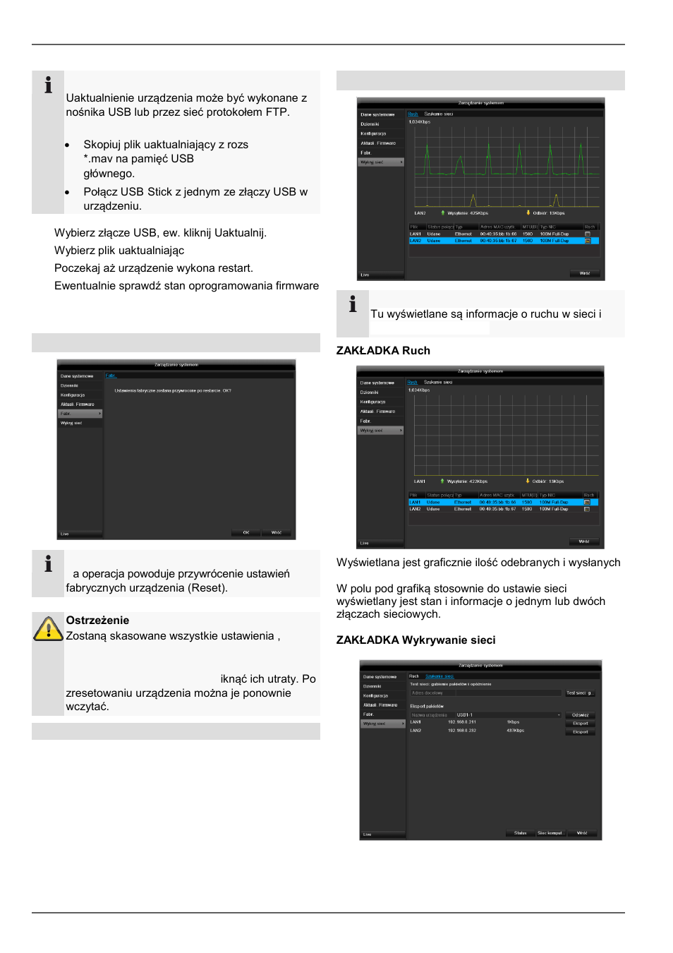 Resetowanie systemu, Net detect, Konserwacja | ABUS TVHD80110 Operating instructions User Manual | Page 341 / 408
