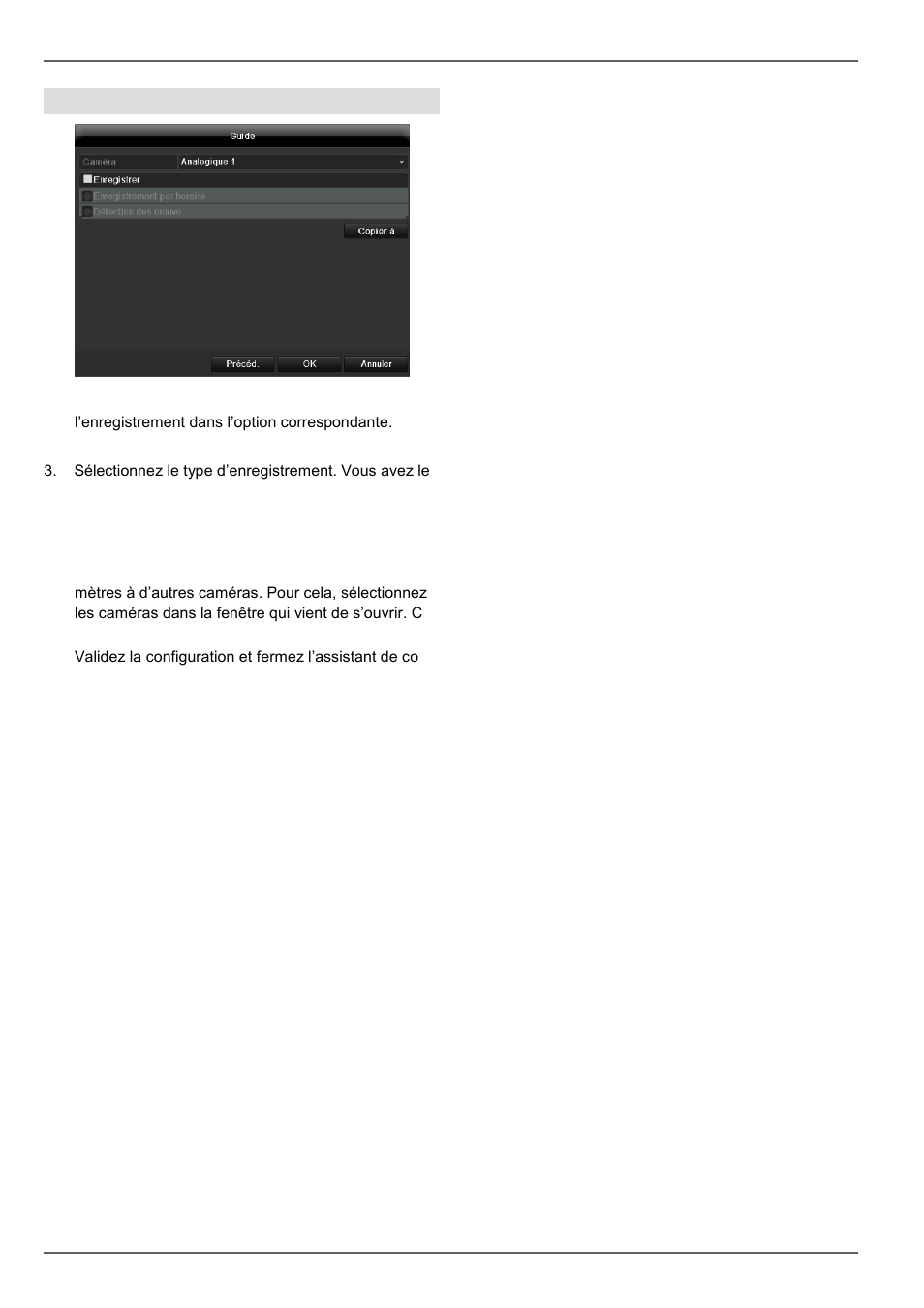 Assistant de paramétrage, Enregistrement caméra | ABUS TVVR60021 User Manual | Page 217 / 394