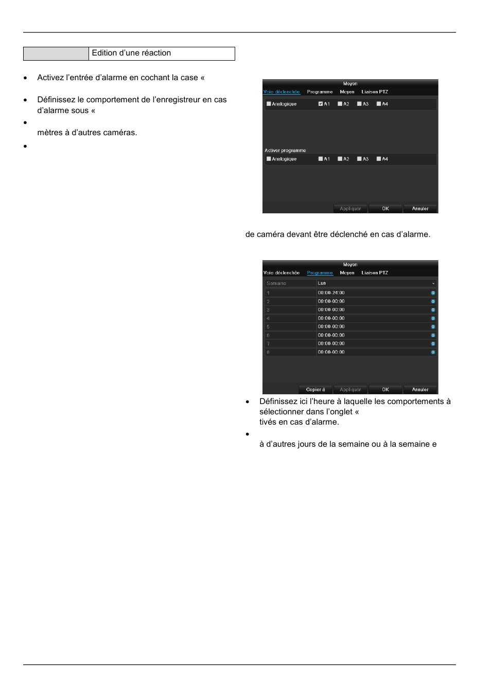 Configuration de système, Reaction | ABUS TVVR60021 User Manual | Page 232 / 394