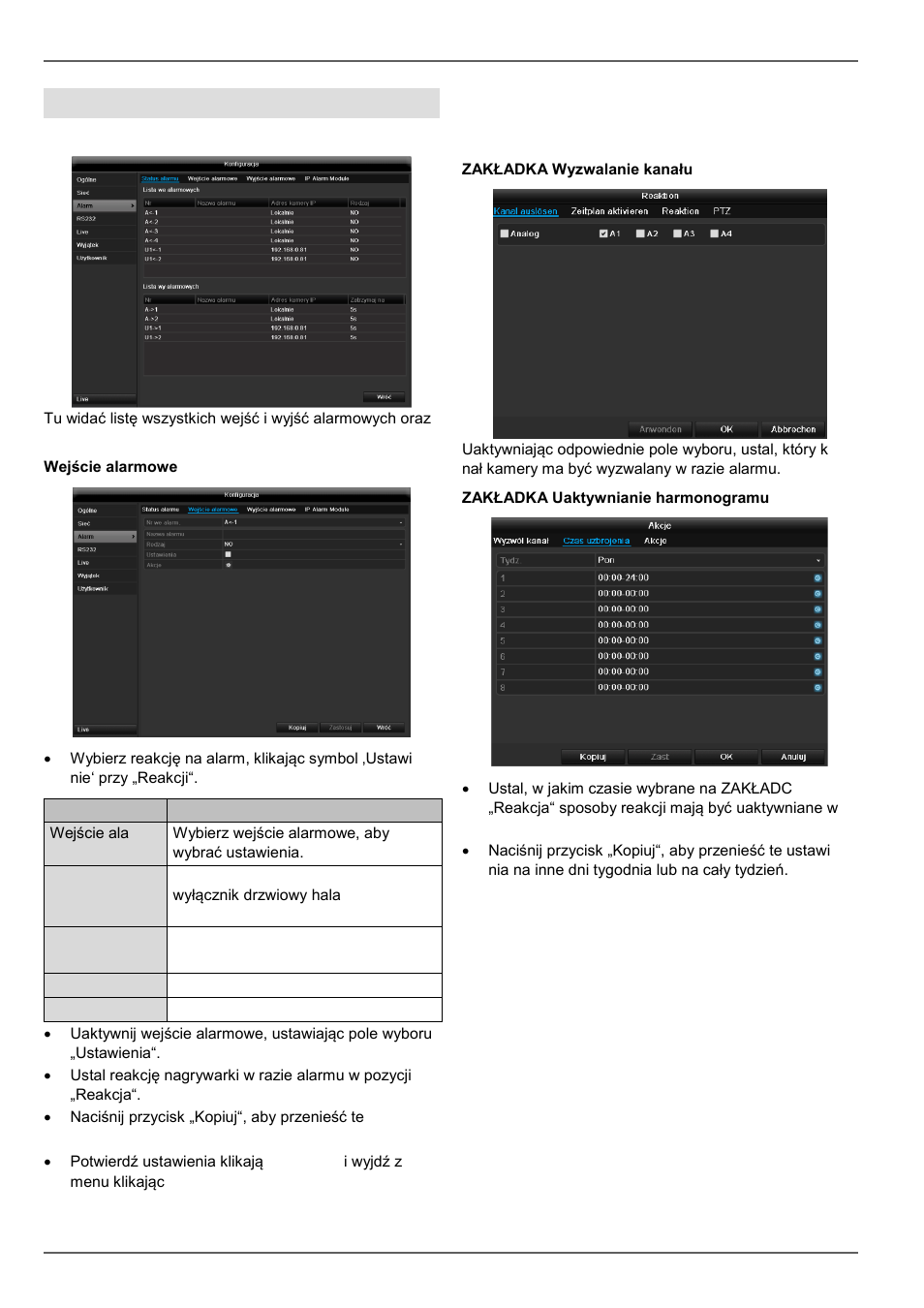 Konfiguracja, Alarm, Reakcja | ABUS TVVR60021 User Manual | Page 363 / 394