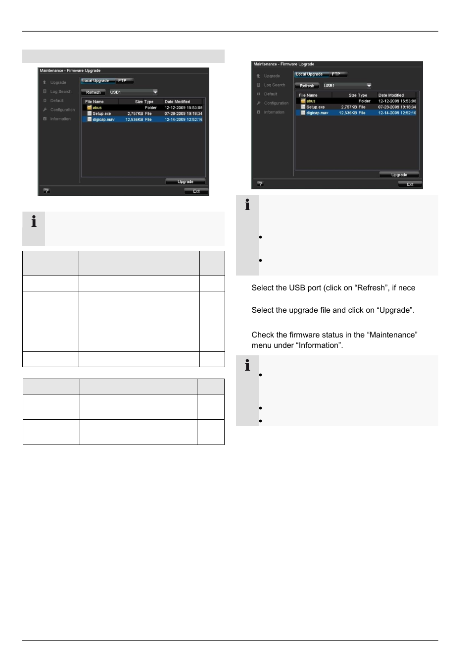 Upgrading the device, Device menu, Maintenance | ABUS TVVR20001 User Manual | Page 104 / 313
