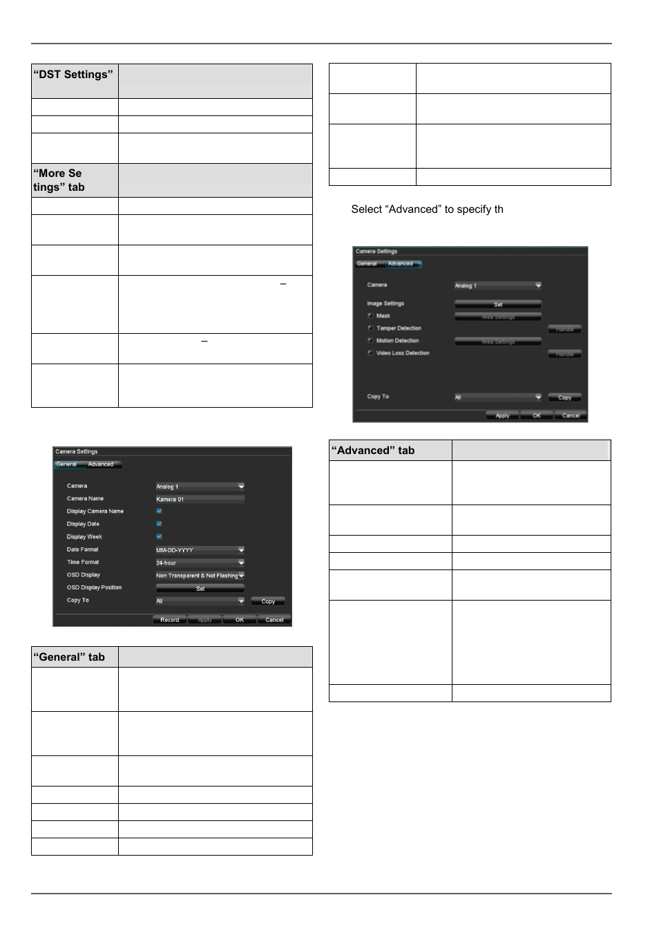 System settings: camera, Device menu | ABUS TVVR20001 User Manual | Page 99 / 313