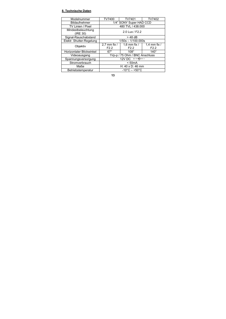 ABUS TV7400-TV7402 User Manual | Page 13 / 61