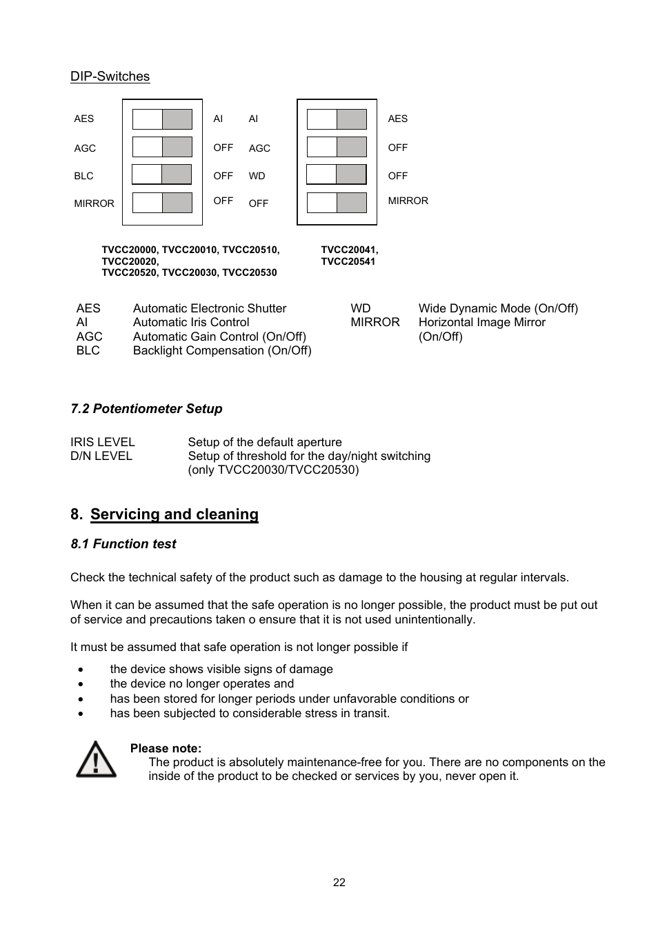 Servicing and cleaning | ABUS TVCC20000-TVCC20541 User Manual | Page 22 / 58
