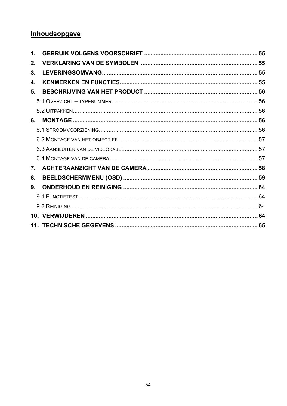 Inhoudsopgave | ABUS TVCC50511 User Manual | Page 54 / 82