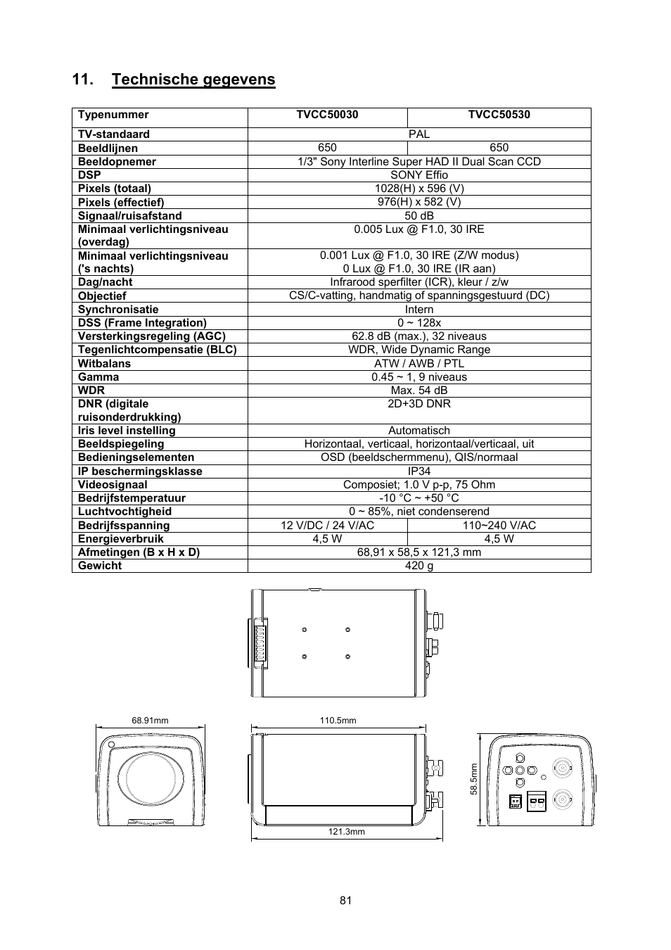 Technische gegevens | ABUS TVCC50030 User Manual | Page 81 / 102