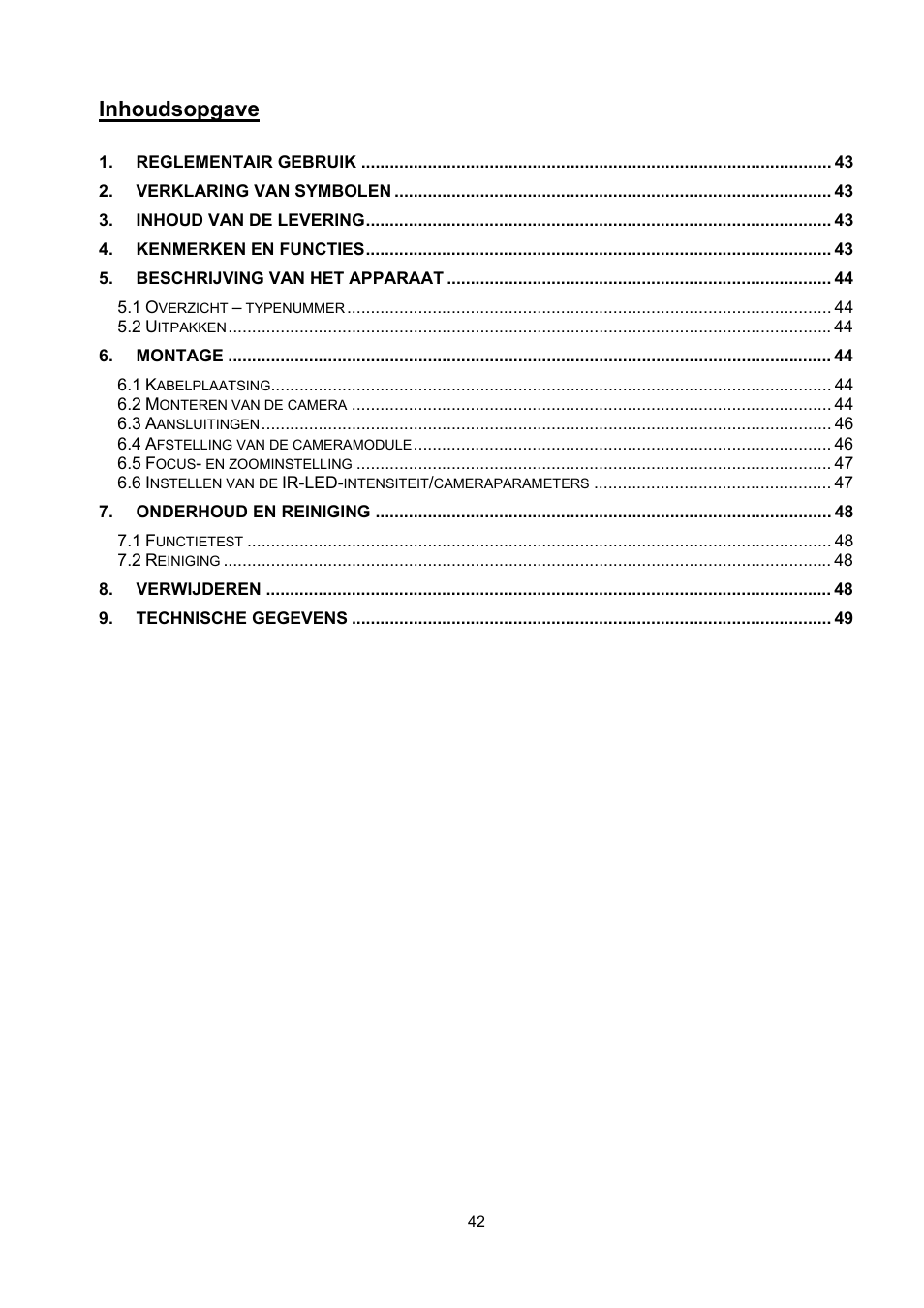 Inhoudsopgave | ABUS TVCC36510 User Manual | Page 42 / 62