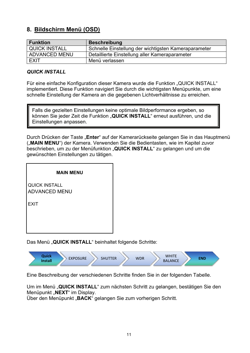 Bildschirm menü (osd) | ABUS TVHD50000 User Manual | Page 11 / 100