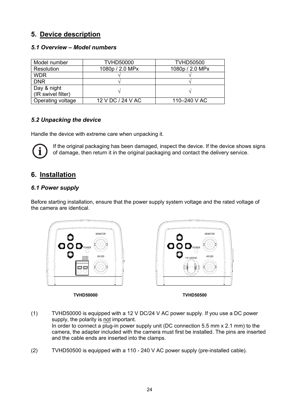 Device description, Installation | ABUS TVHD50000 User Manual | Page 24 / 100