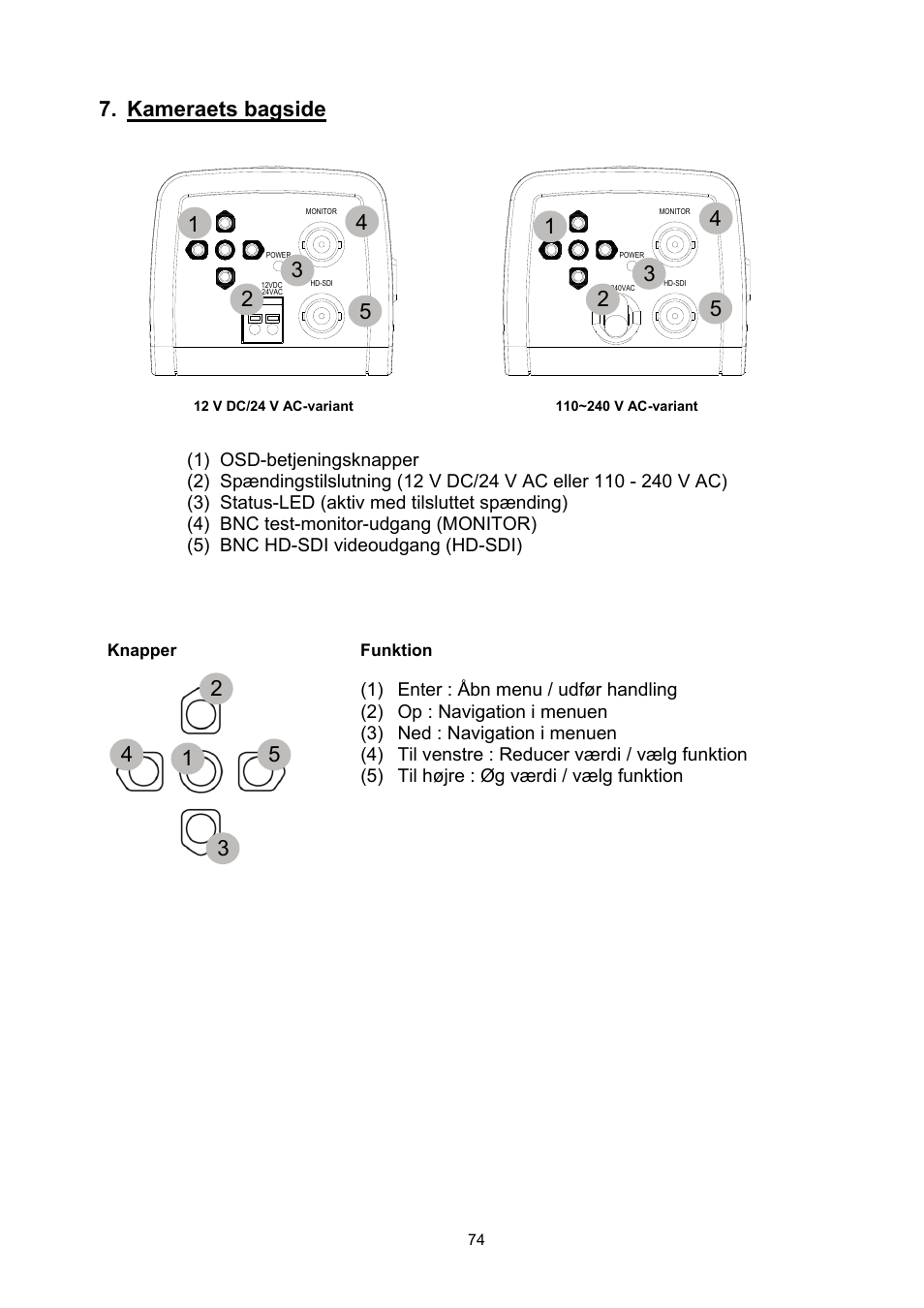 Kameraets bagside | ABUS TVHD50000 User Manual | Page 74 / 100