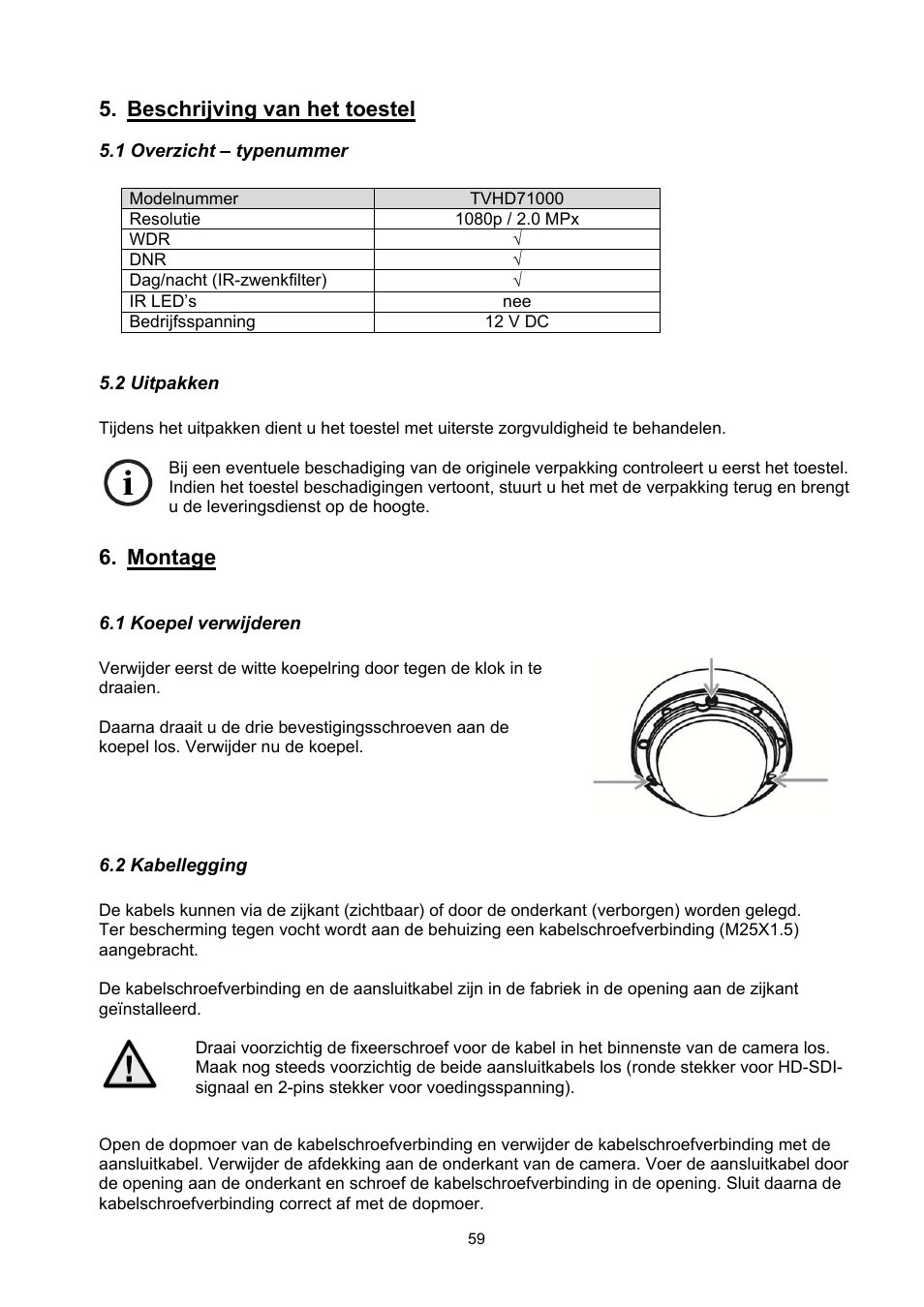 Beschrijving van het toestel, Montage | ABUS TVHD71000 User Manual | Page 59 / 106