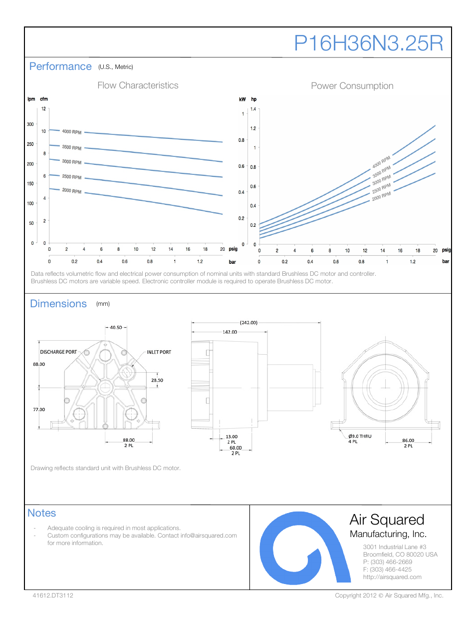 Air squared | Air Squared P16H36N3.25R User Manual | Page 2 / 2