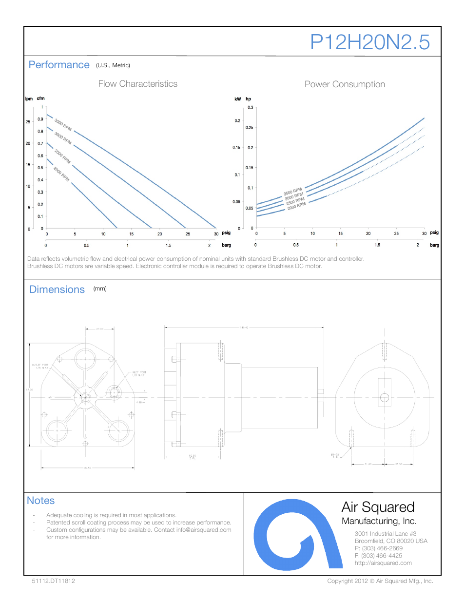 Air squared | Air Squared P12H20N2.5 User Manual | Page 2 / 2