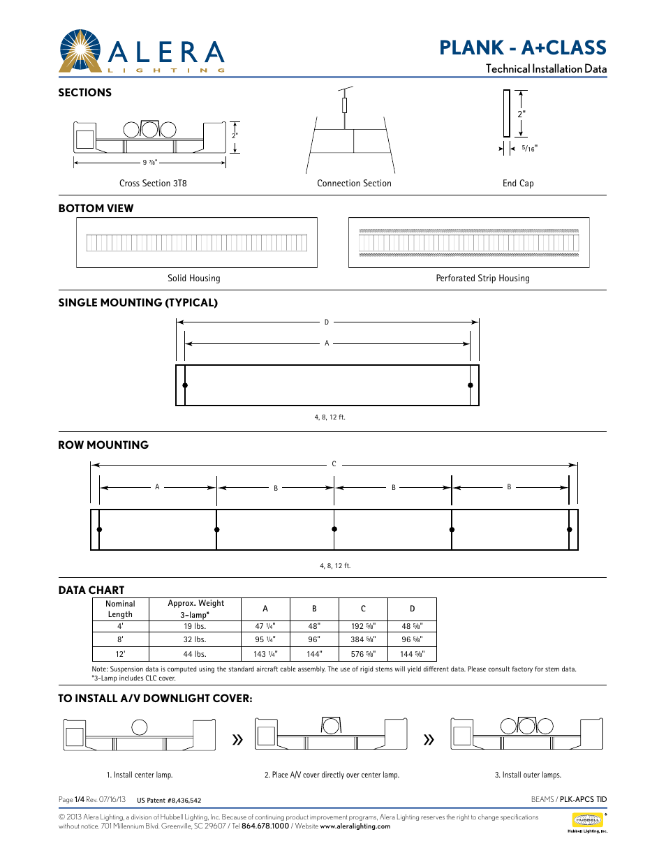 Alera Lighting APCS PLK User Manual | 4 pages