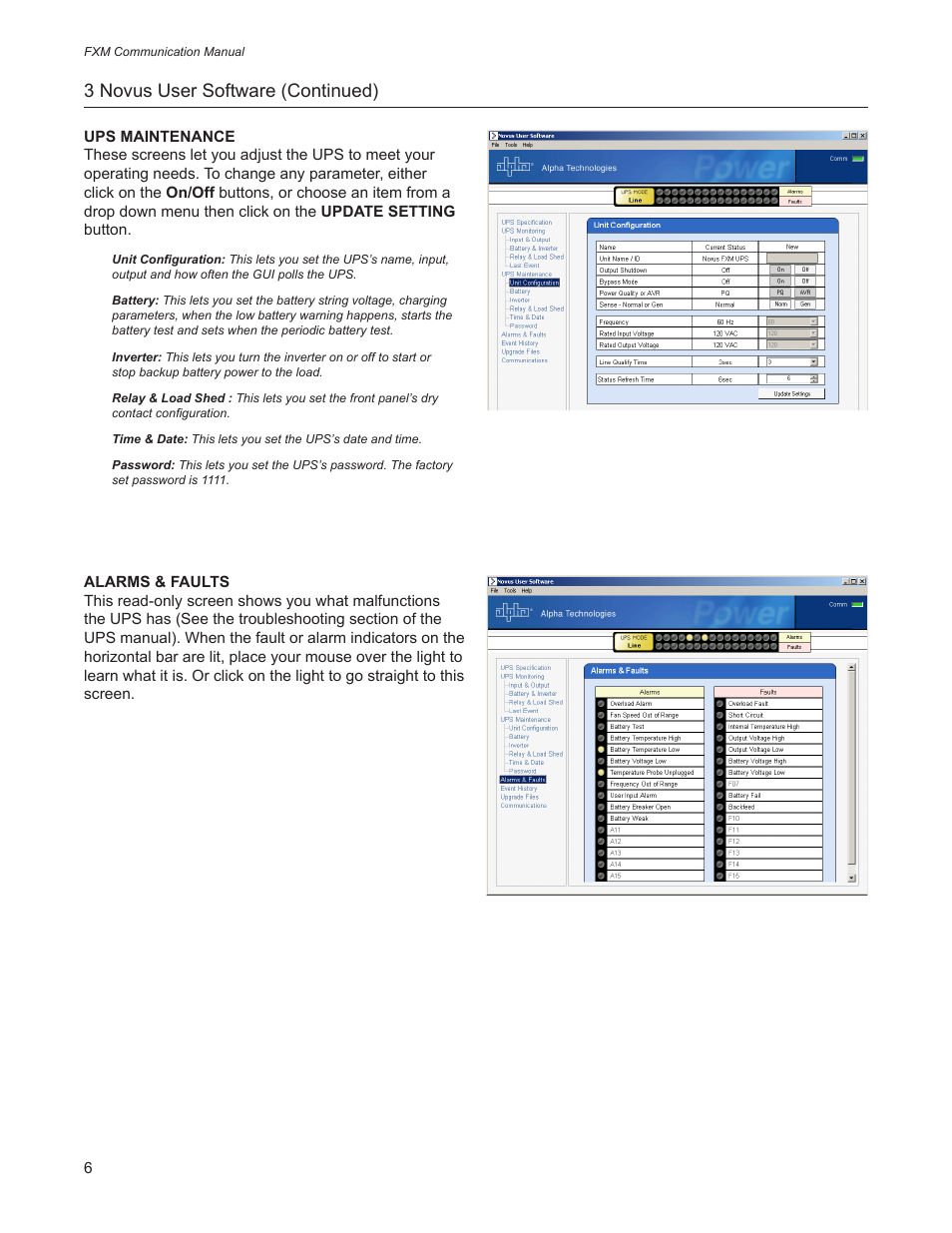 3 novus user software (continued) | Alpha Technologies FXM Communication User Manual | Page 8 / 16