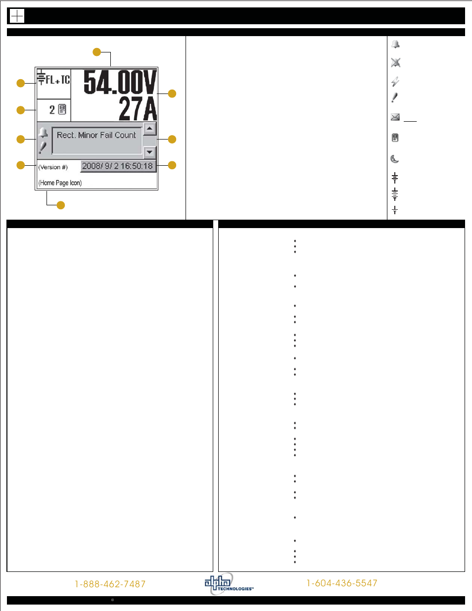 Alpha Technologies CORDEX QUICK REFERENCE CARD—SOFTWARE VERSIONS 2.0 AND GREATER User Manual | 2 pages