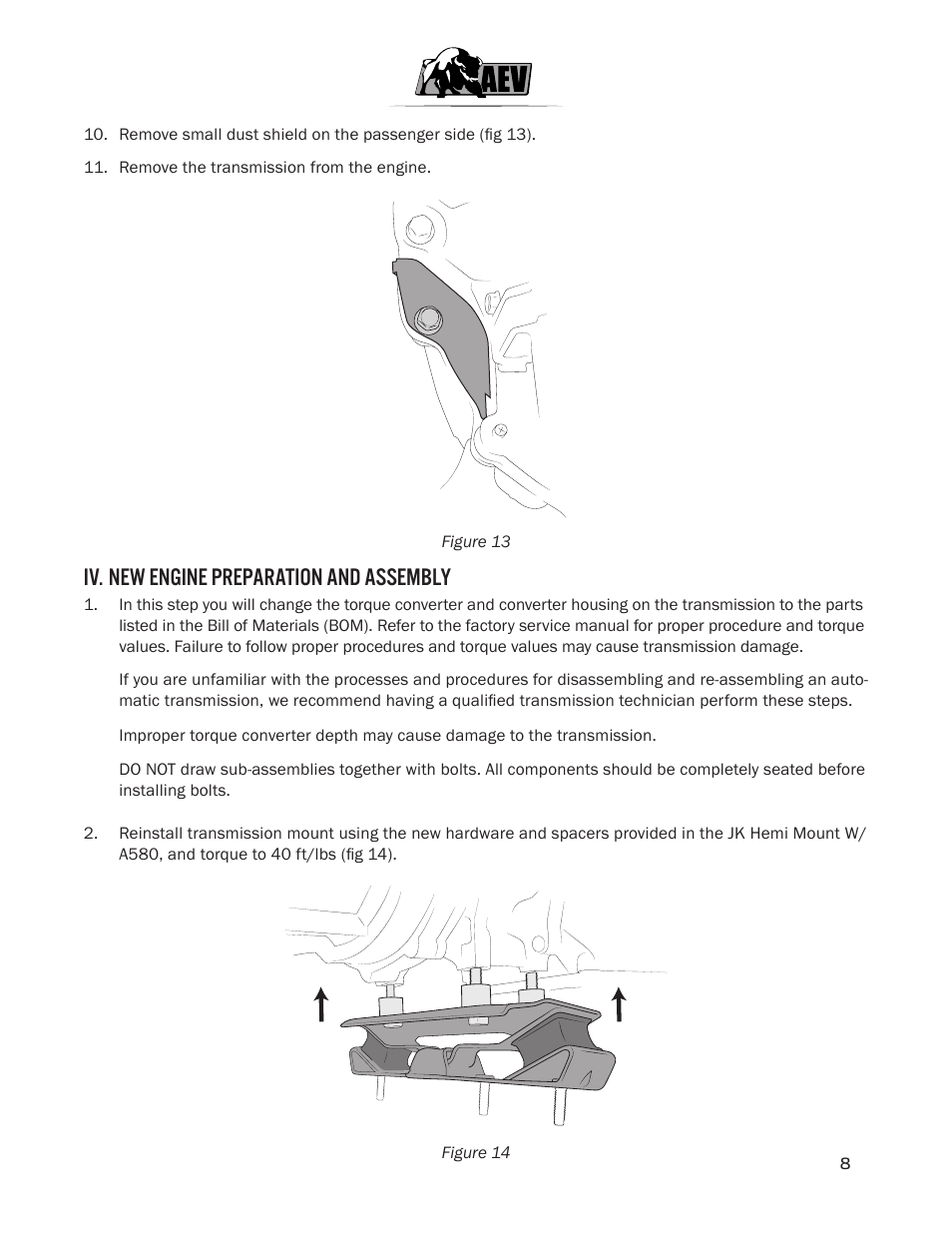 Iv. new engine preparation and assembly | American Expedition Vehicles JK HEMI Builder Kit - Installation Guide for 12+ JK Wrangler User Manual | Page 10 / 37