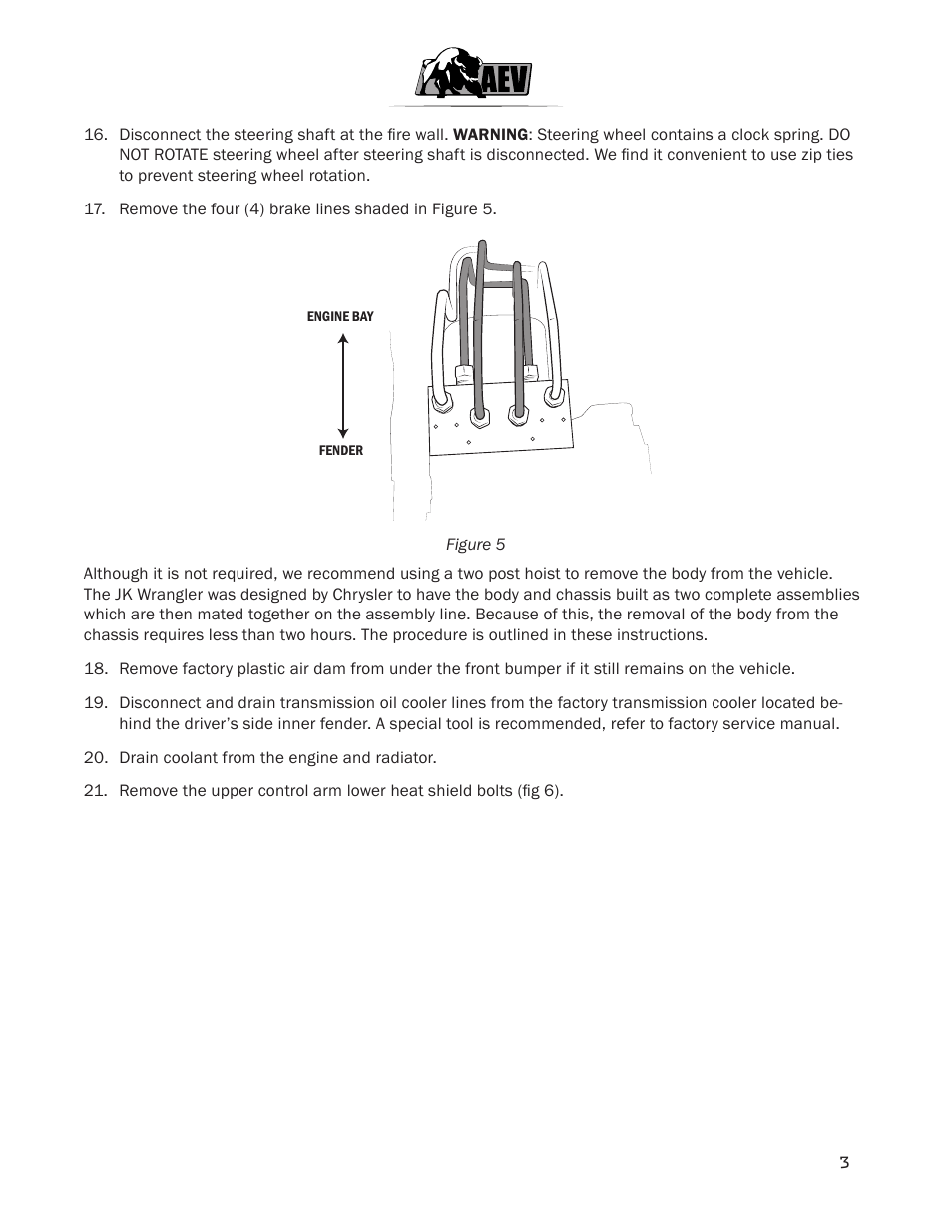 American Expedition Vehicles JK HEMI Builder Kit - Installation Guide for 12+ JK Wrangler User Manual | Page 5 / 37