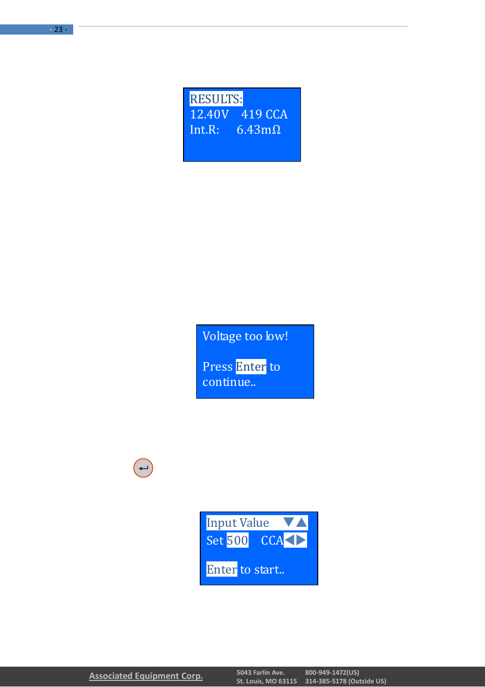 Enter to start | Associated Equipment 12-1012 Manual User Manual | Page 23 / 52