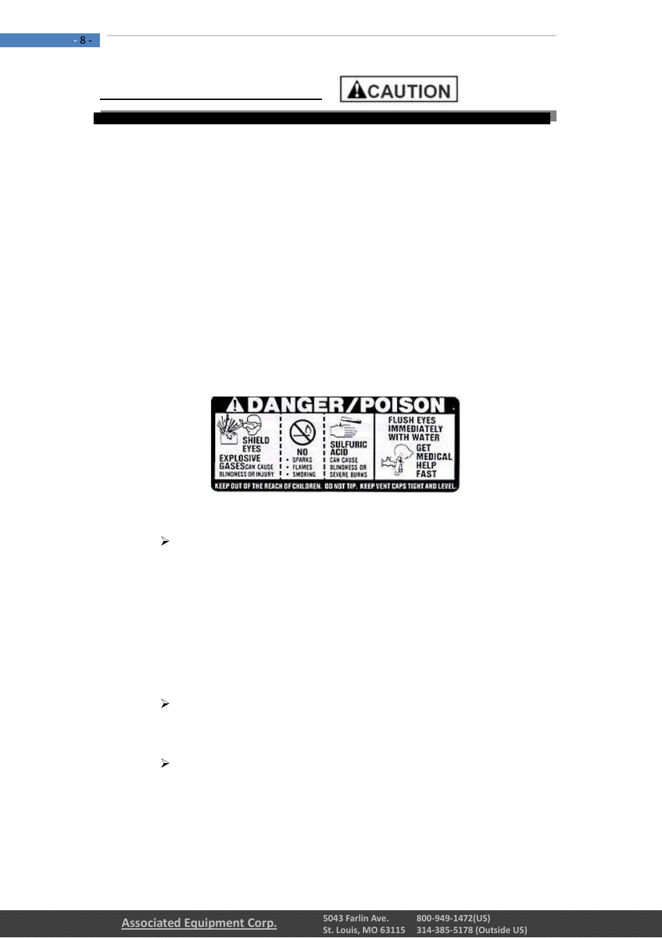 0 working with batteries | Associated Equipment 12-1012 Manual User Manual | Page 8 / 52