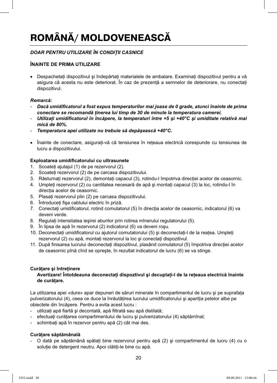 Română/ moldovenească | MAXWELL MW-3552 Y User Manual | Page 20 / 40
