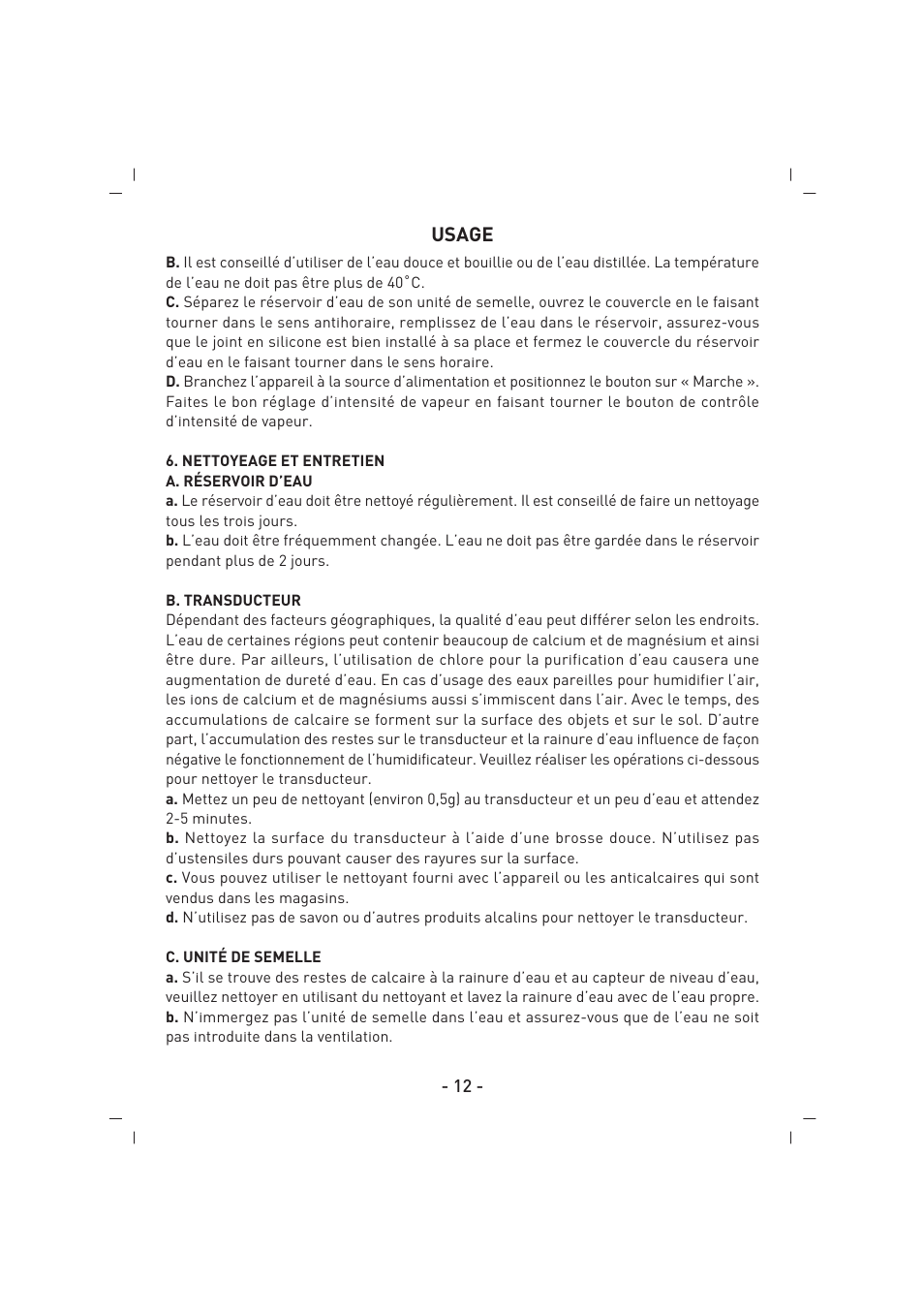 Usage | SINBO SAH 6109 User Manual | Page 13 / 48