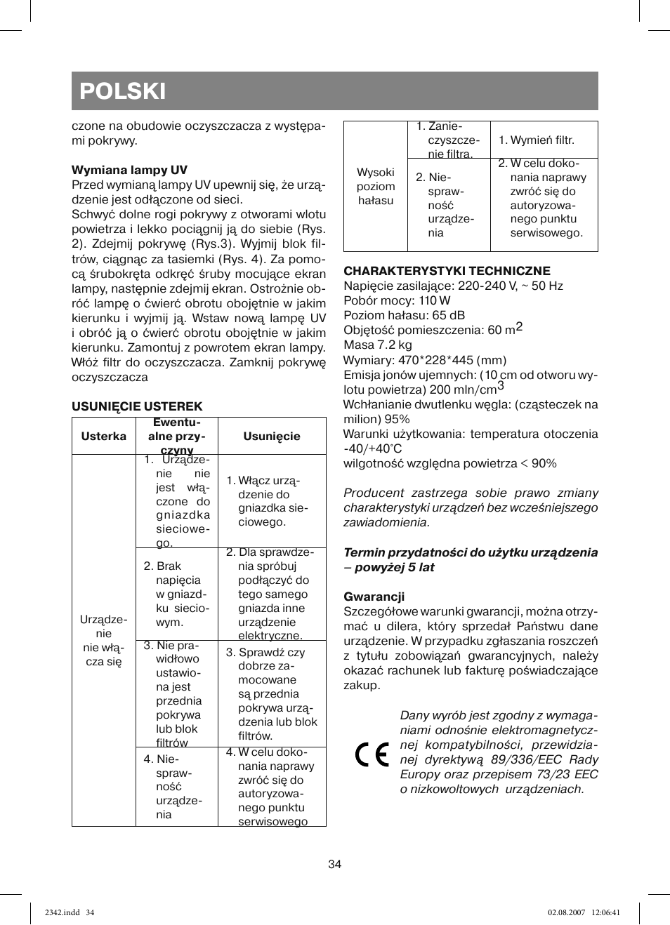 Polski | Vitek VT-2342 User Manual | Page 34 / 52