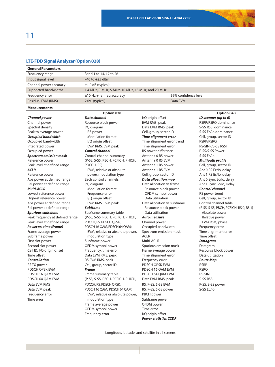 Lte-fdd signal analyzer (option 028) | Atec JDSU-JD788A User Manual | Page 11 / 16