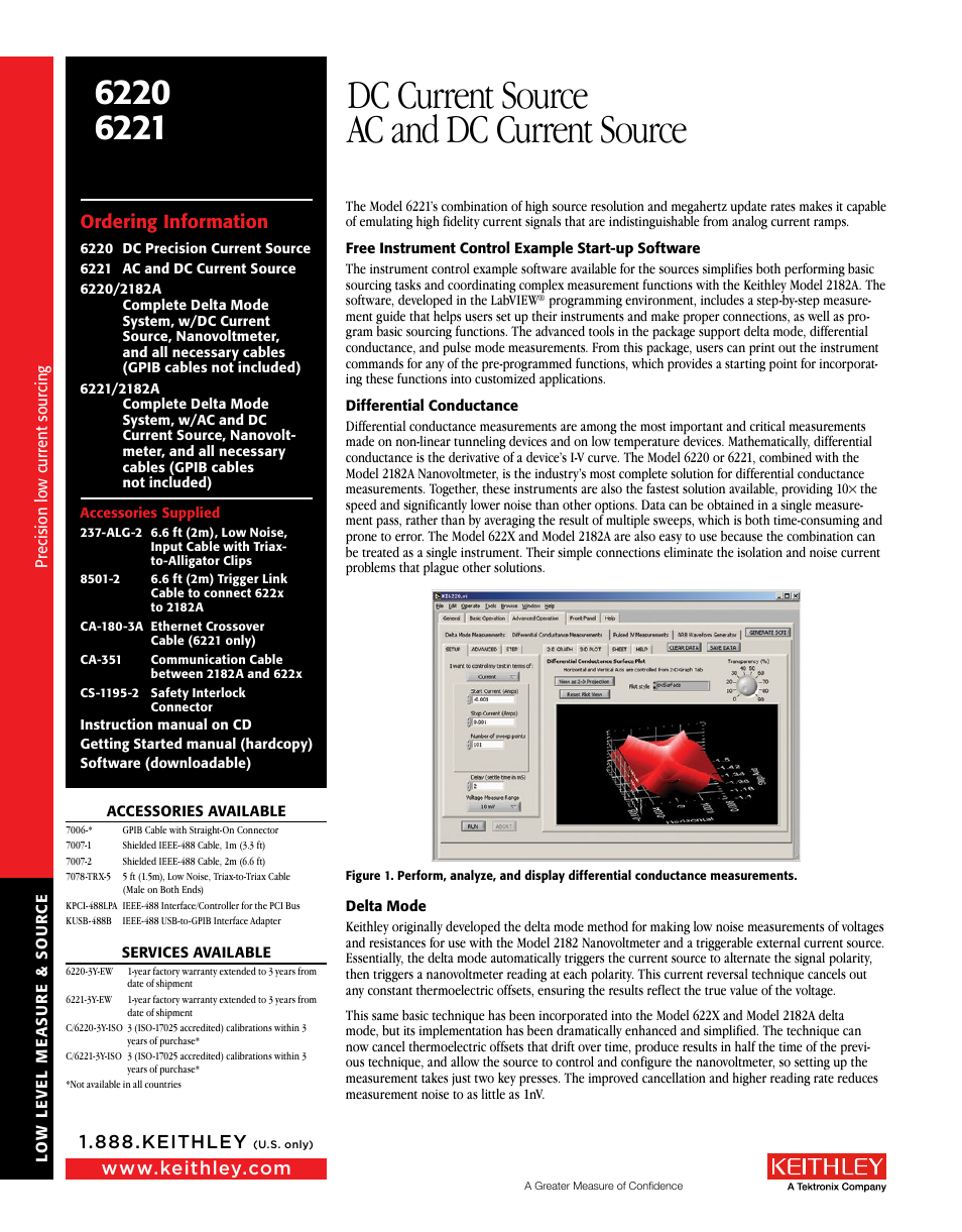 Dc current source ac and dc current source, Ordering information | Atec Keithley-6220-6221 User Manual | Page 2 / 5