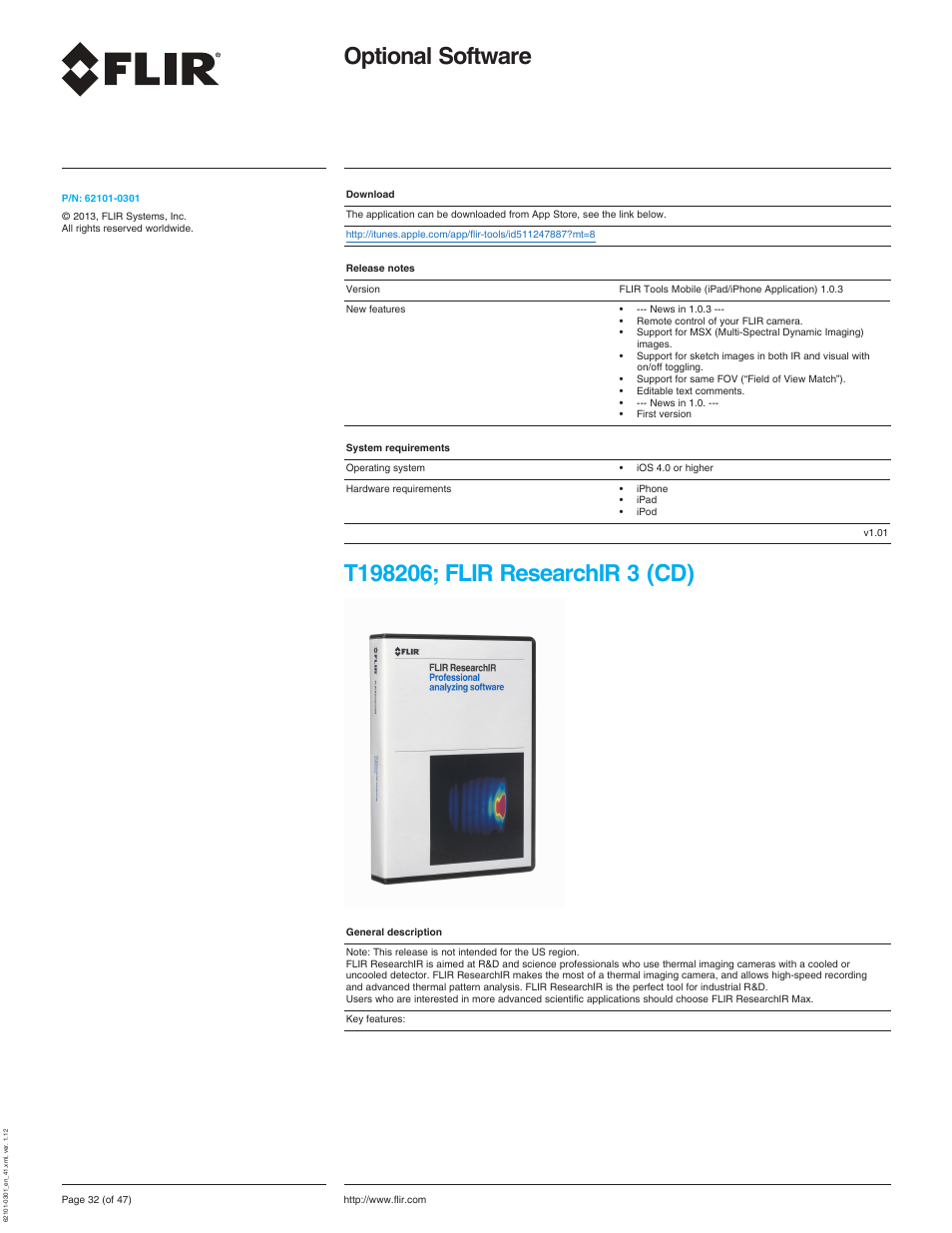 T198206; flir researchir 3 (cd), Optional software | Atec Flir-T440-wifi User Manual | Page 32 / 53