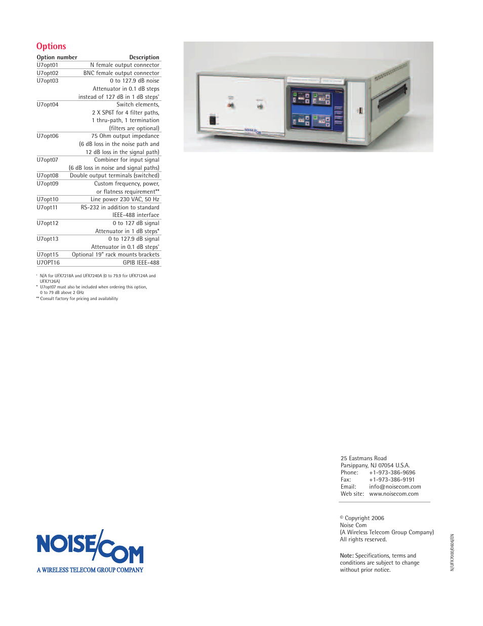 Options | Atec Noise-Com-UFX7000 Series User Manual | Page 4 / 4