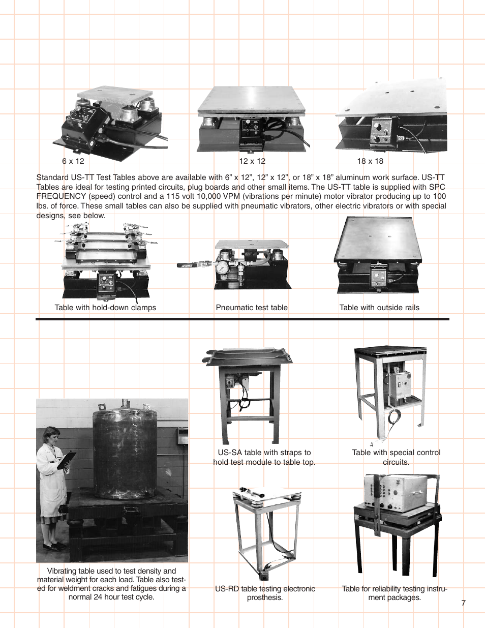 For quality assurance, Tabletop models (standard), Vibrating test tables built to meet your needs | Atec Vibco-Vibrating-Tables User Manual | Page 7 / 8