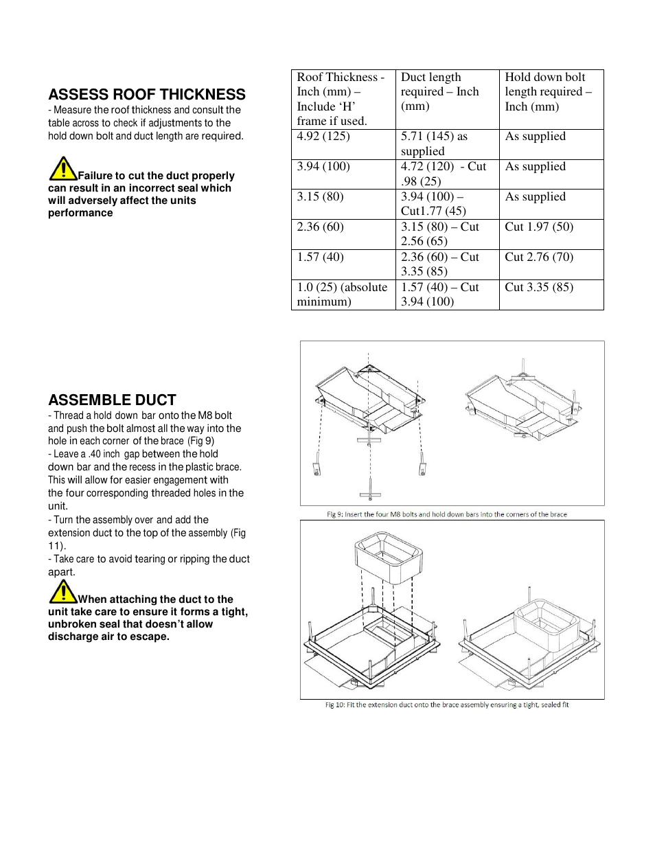 Assess roof thickness, Assemble duct | atwood Air Conditioners (13500, 15000) User Manual | Page 7 / 14