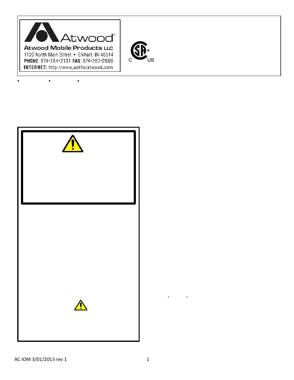 atwood Air Conditioners (non-ducted AC-1351, AC-1501) User Manual | 18 pages