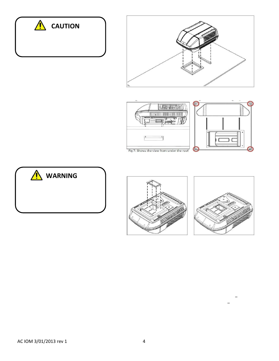 Caution warning, Attach adapter to unit, Connect electrical supply | atwood Air Conditioners (non-ducted AC-1351, AC-1501) User Manual | Page 4 / 18