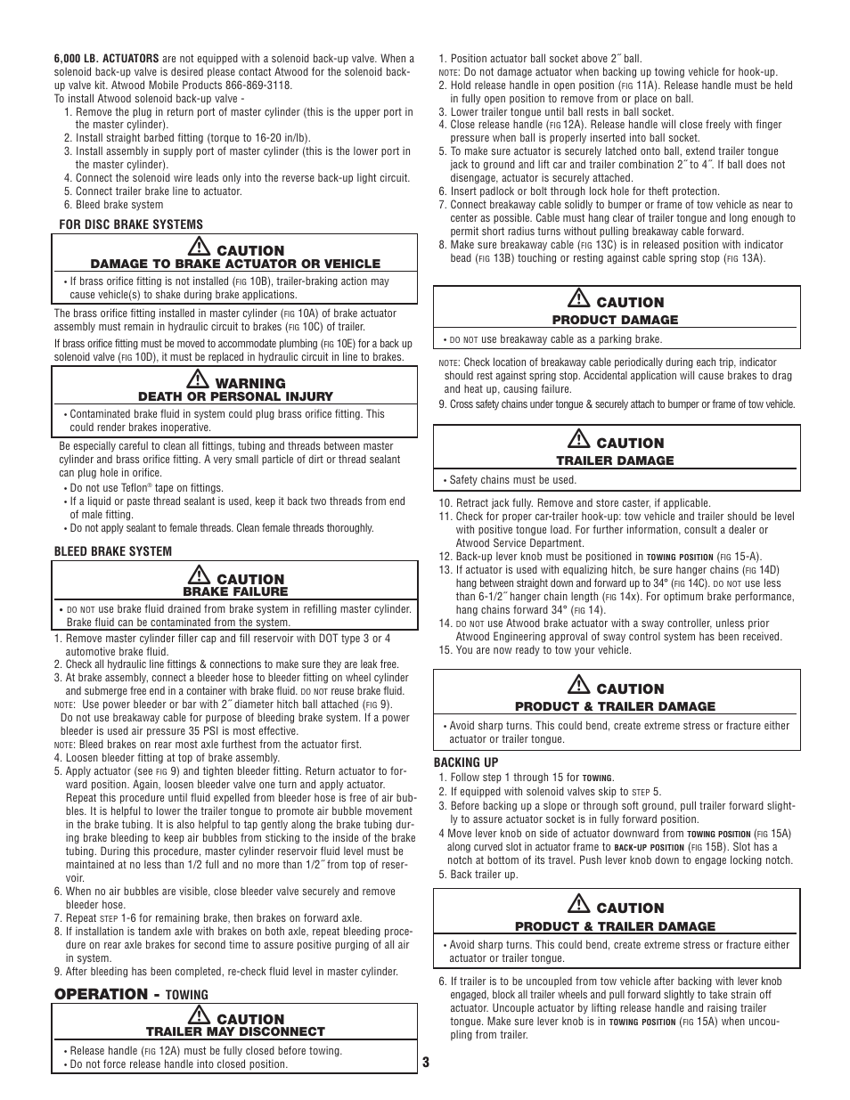 Operation | atwood Hydraulic Brake Surges User Manual | Page 3 / 7