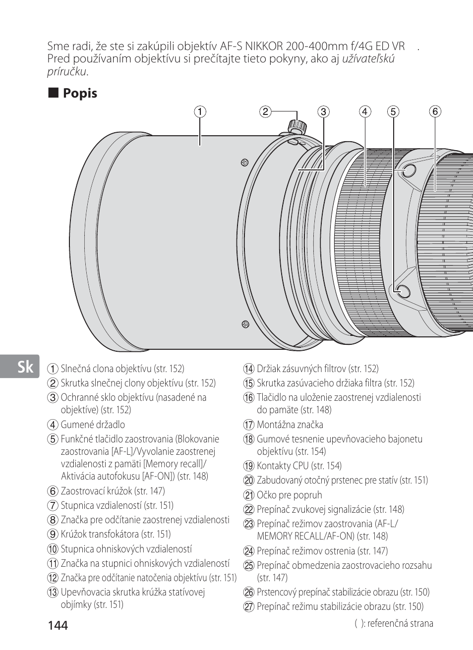 Jp en de fr es se ru nl it sk sk kr | Nikon 200-400mm f 4G ED AF-S VR II Zoom-Nikkor User Manual | Page 144 / 212