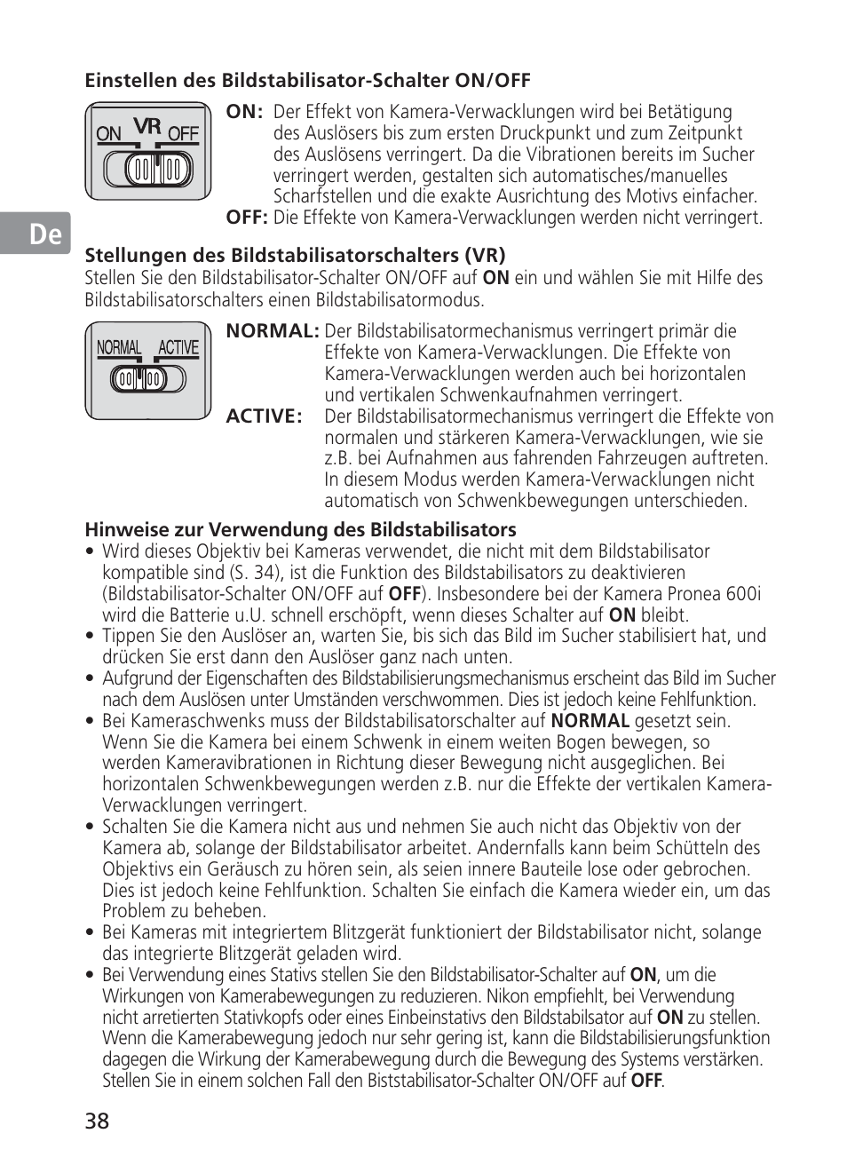 Jp en de fr es se ru nl it ck ch kr | Nikon 200-400mm f 4G ED AF-S VR II Zoom-Nikkor User Manual | Page 38 / 212
