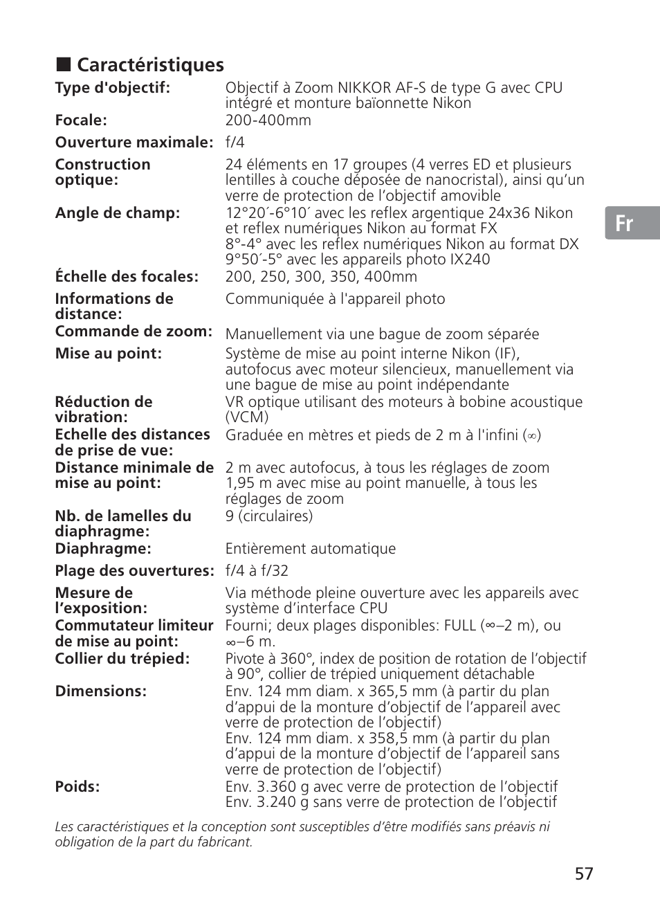 Jp en de fr es se ru nl it ck ch kr | Nikon 200-400mm f 4G ED AF-S VR II Zoom-Nikkor User Manual | Page 57 / 212