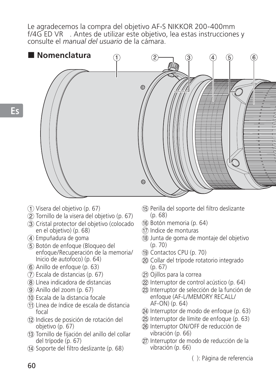 Jp en de fr es se ru nl it ck ch kr | Nikon 200-400mm f 4G ED AF-S VR II Zoom-Nikkor User Manual | Page 60 / 212