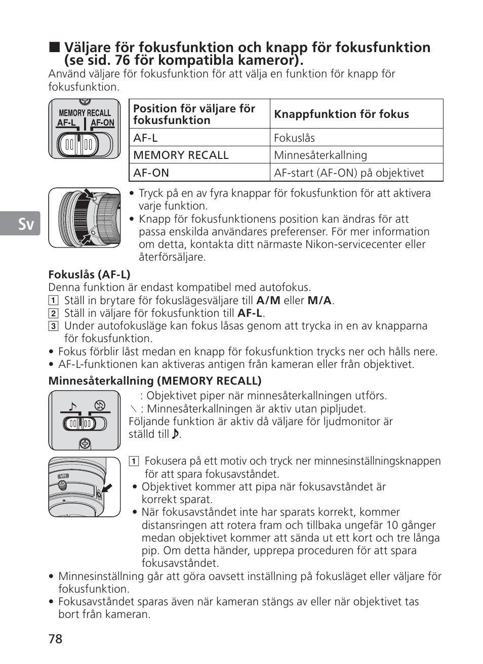Jp en de fr es sv ru nl it ck ch kr | Nikon 200-400mm f 4G ED AF-S VR II Zoom-Nikkor User Manual | Page 78 / 212