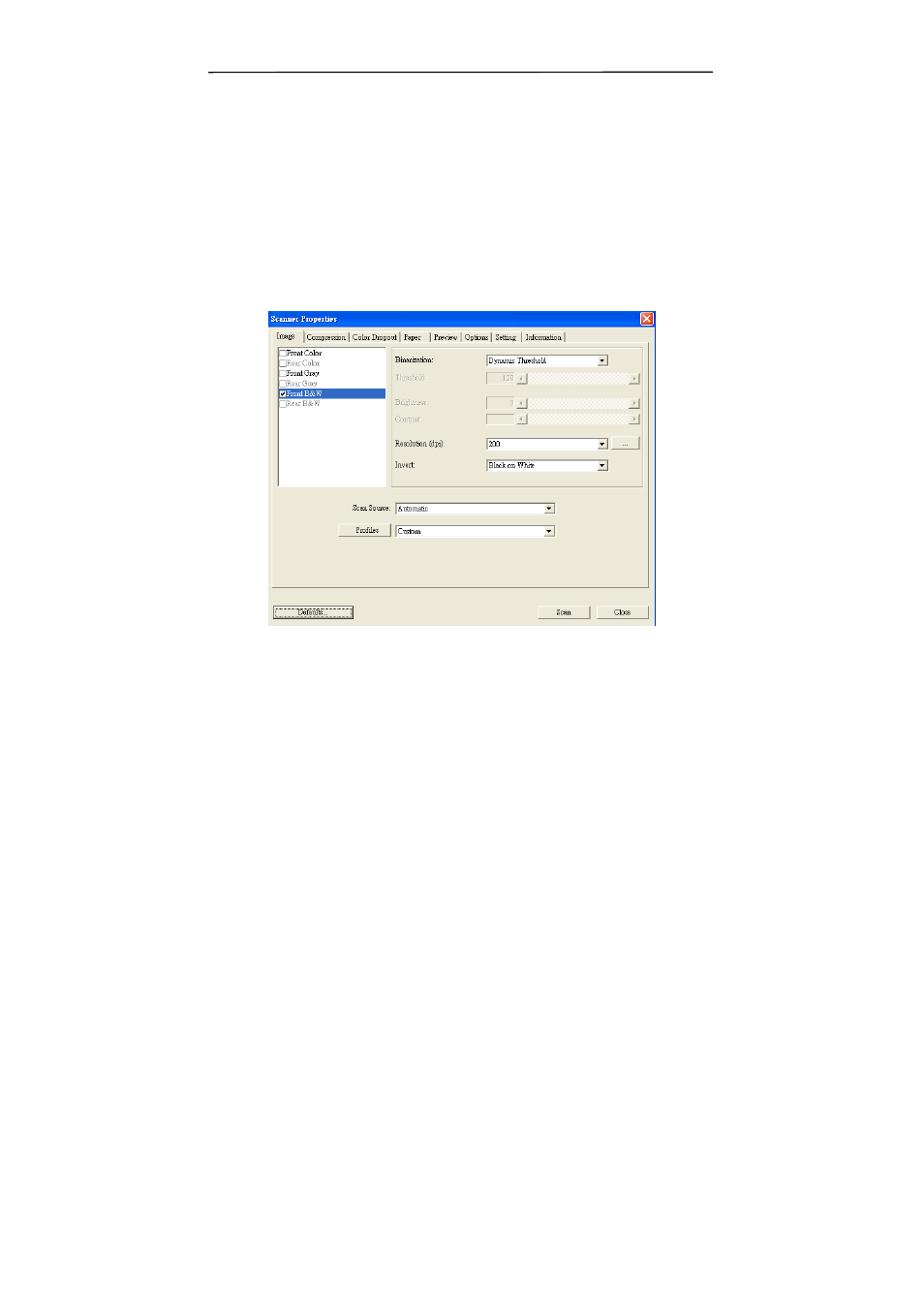 Using the scanner properties dialog box | Avision AV210C2 (300400011) User Manual | Page 24 / 81