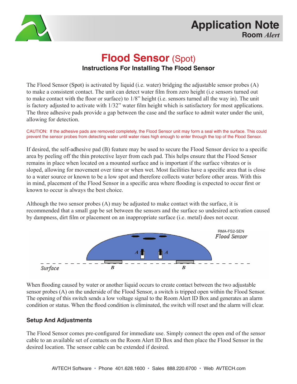 AVTECH Flood Sensor (Spot) (RMA-FS2-SEN) User Manual | 2 pages