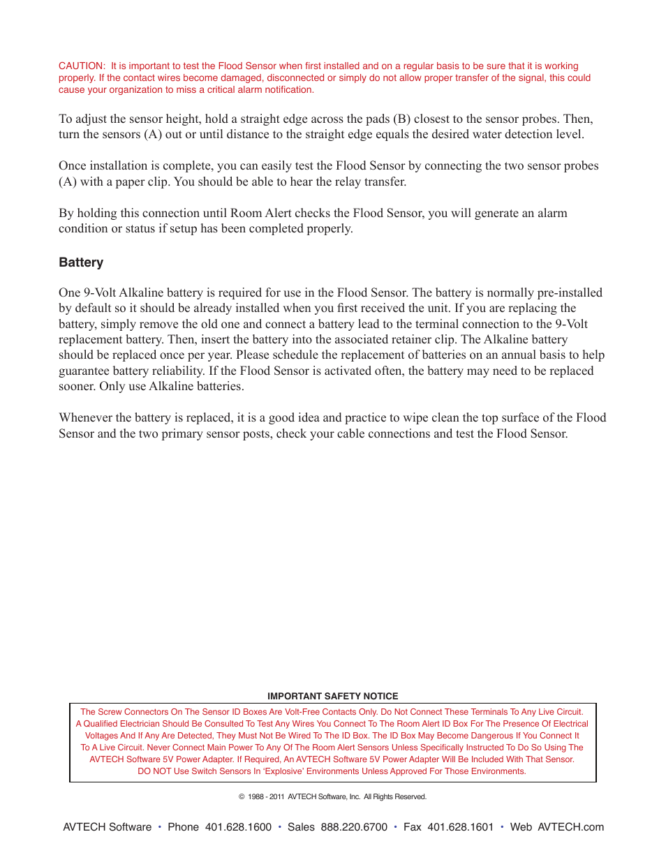 AVTECH Flood Sensor (Spot) (RMA-FS2-SEN) User Manual | Page 2 / 2